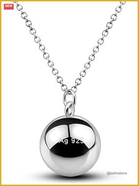 925 Sterling Silver Harmony Ball Necklace 20mm Pendant Choker O-Chain